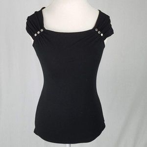 WHBM:  Black Cap Sleeve Top